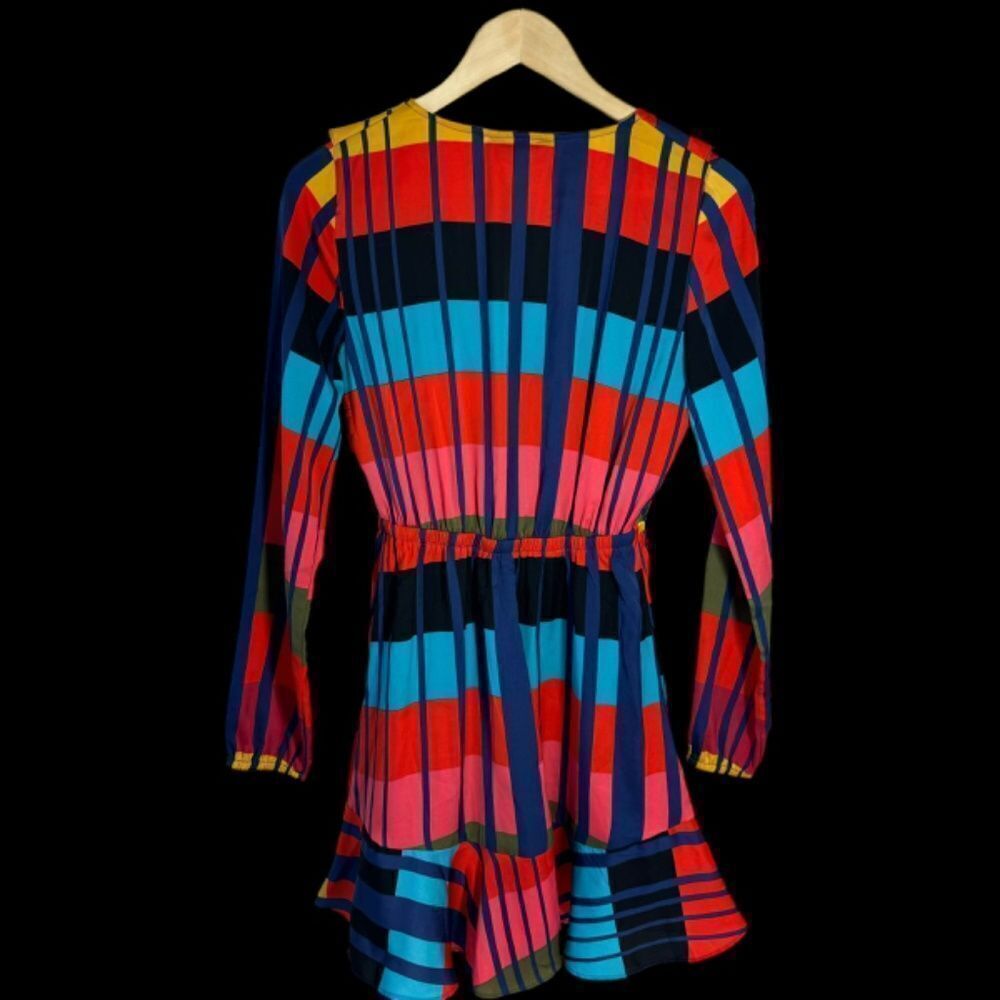 Express Color Block Ruffle Neckline Mini Dress Sz… - image 3